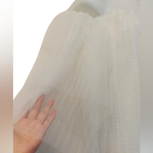 New For Her NYC white Tulle layered Ruffle sleeves top - Picture 6 of 6